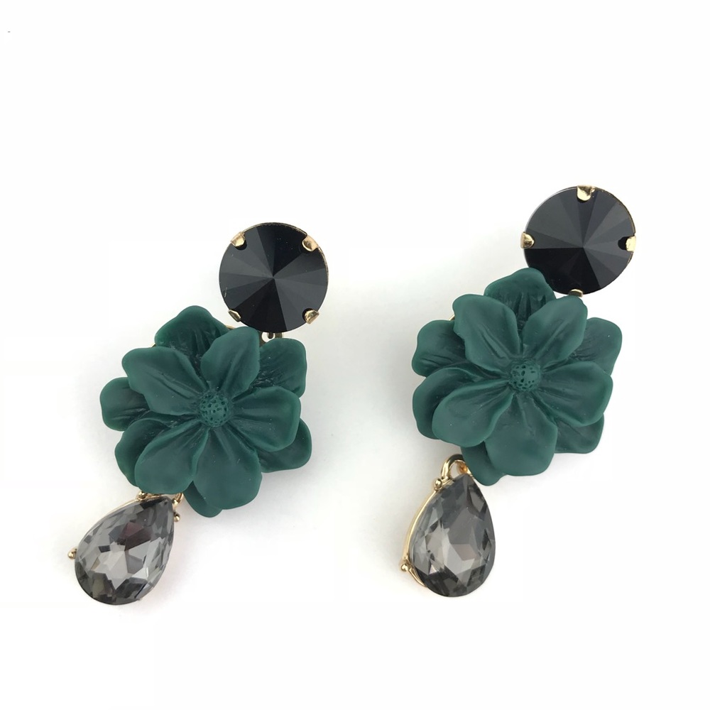 “Valentina” Flower Drop Statement Earrings - Picture 2 of 3